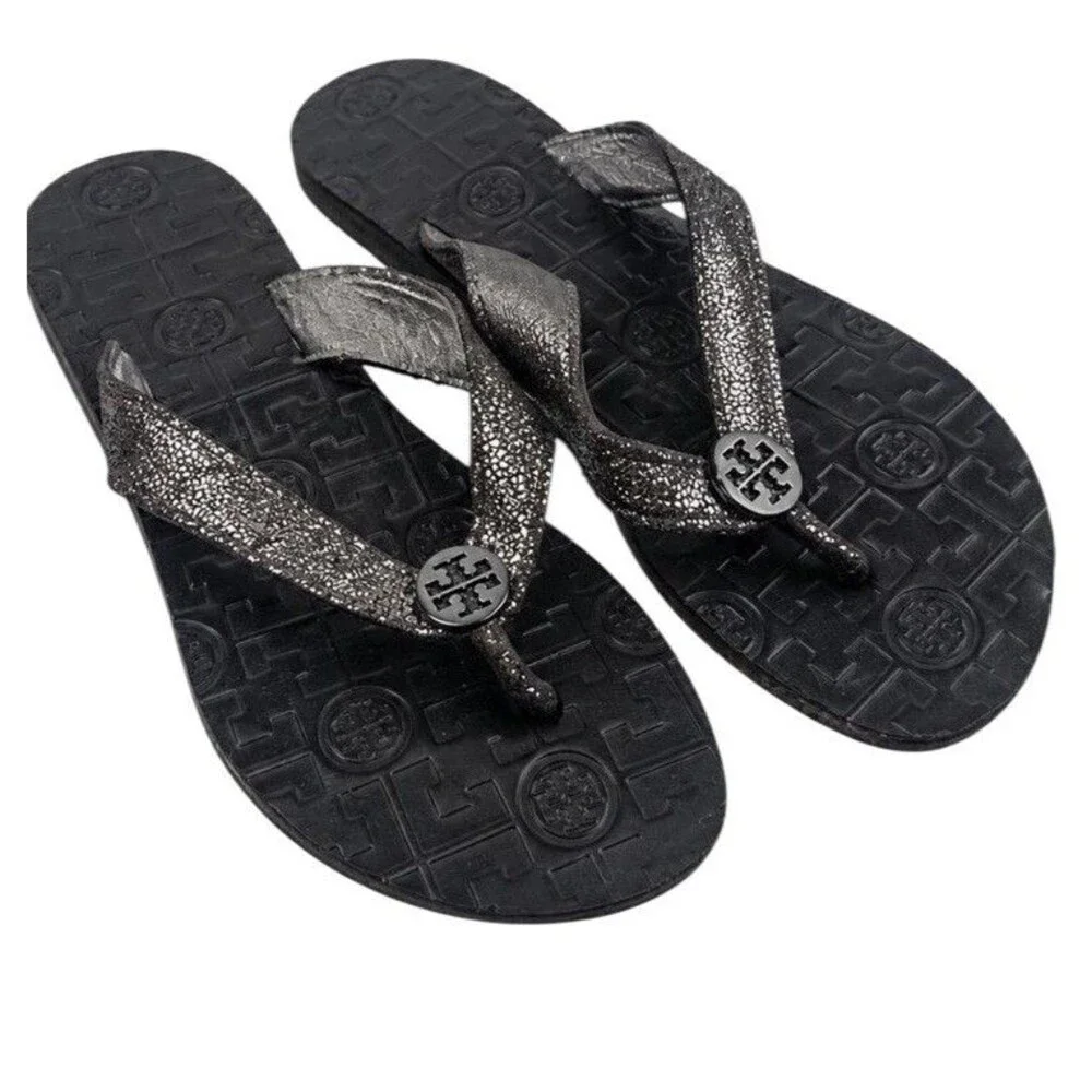 NEW Tory Burch Brown Glitter Sparkly Thora Sandals Flip Flips  Box +  Dustbag 8